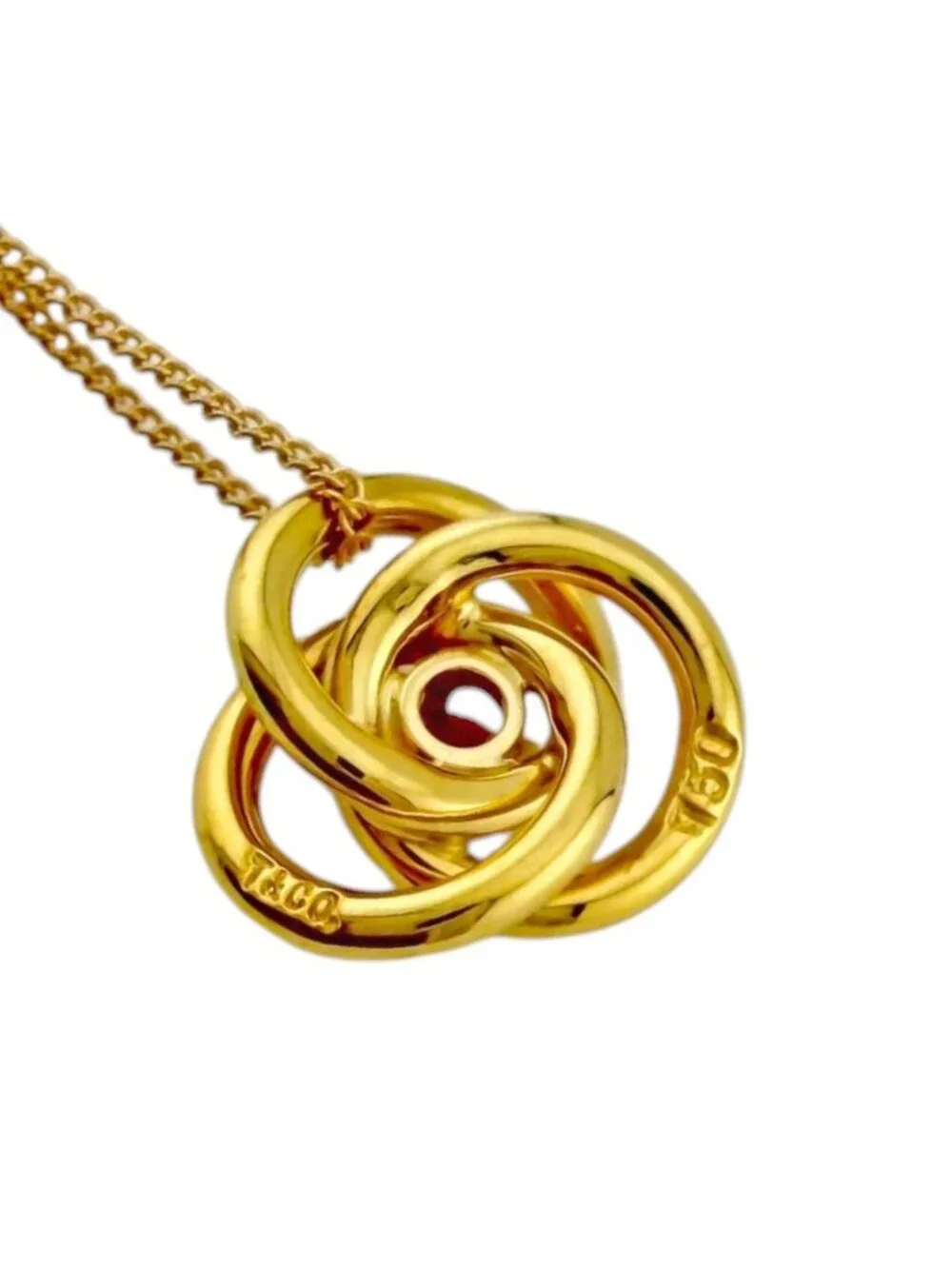 Tiffany & Co Triple Circle Necklace 18k Yellow Gold Ruby
